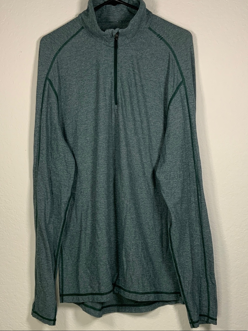 lululemon Men's Green Heathered Quarter-Zip Performance Jacket